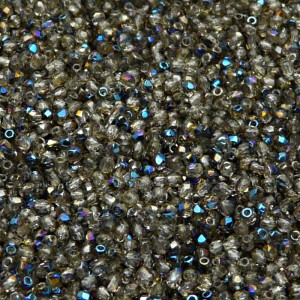 100ks České skleněné broušené ohňovky kulička 2mm čirá/ azuro polopokov