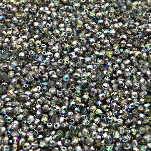 100ks České skleněné broušené ohňovky kulička 2mm čirá/ vitrail polopokov