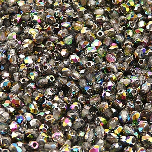 100ks České skleněné broušené ohňovky kulička 3mm čirá/ vitrail polopokov