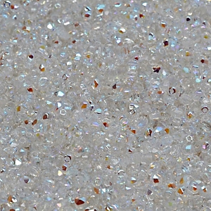 100ks České skleněné broušené ohňovky kulička 2mm čirá/ AB polopokov