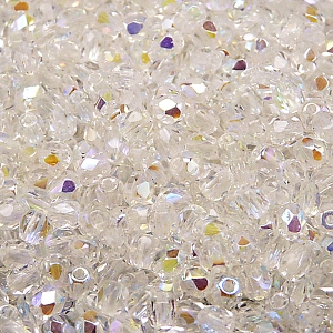 100ks České skleněné broušené ohňovky kulička 4mm čirá/ AB polopokov