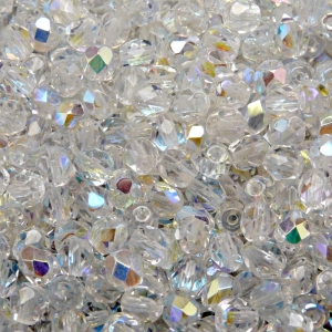80ks České skleněné broušené ohňovky kulička 5mm čirá/ AB polopokov