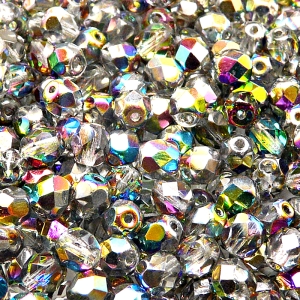 50ks České skleněné broušené ohňovky kulička 6mm čirá/ vitrail polopokov