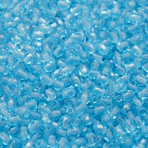 100ks České skleněné broušené ohňovky kulička 3mm světlá akva