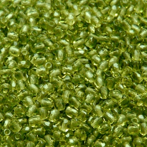 100ks České skleněné broušené ohňovky kulička 3mm olivín