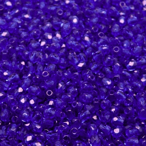 100ks České skleněné broušené ohňovky kulička 3mm modrý kobalt