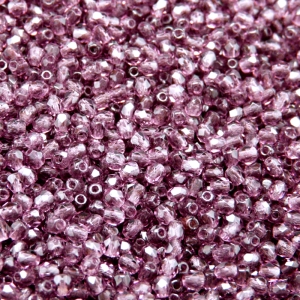 100ks České skleněné broušené ohňovky kulička 3mm ametyst