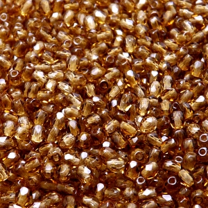 100ks České skleněné broušené ohňovky kulička 3mm kouřový topas