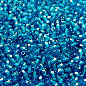 100ks České skleněné broušené ohňovky kulička 3mm tmavá akva