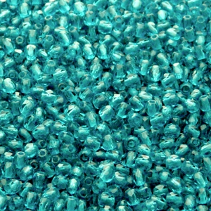 100ks České skleněné broušené ohňovky kulička 3mm zelená akva