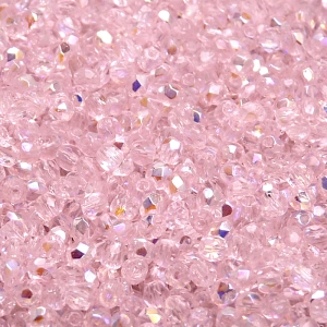 100ks České skleněné broušené ohňovky kulička 3mm růžový rozalín/ AB polopokov