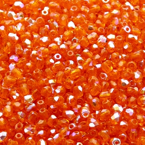 100ks České skleněné broušené ohňovky kulička 3mm hyacint/ AB polopokov