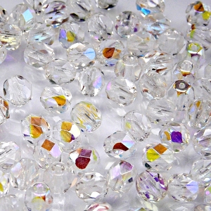 50ks České skleněné broušené ohňovky kulička 6mm čirá/ AB polopokov