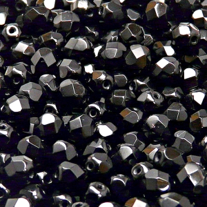 50ks České skleněné broušené ohňovky kulička 6mm černá