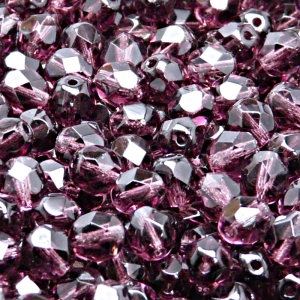 50ks České skleněné broušené ohňovky kulička 6mm ametyst