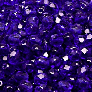 50ks České skleněné broušené ohňovky kulička 6mm modrý kobalt