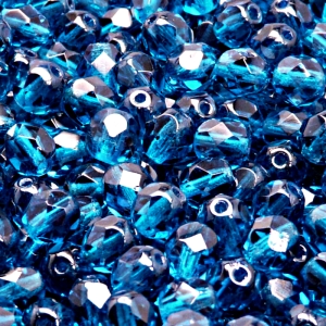 50ks České skleněné broušené ohňovky kulička 6mm tmavá akva