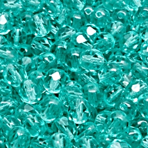 50ks České skleněné broušené ohňovky kulička 6mm světle zelená akva