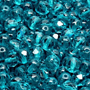 50ks České skleněné broušené ohňovky kulička 6mm zelená akva