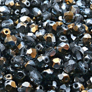 50ks České skleněné broušené ohňovky kulička 6mm montán safír/ valentinit polopokov