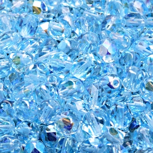 50ks České skleněné broušené ohňovky kulička 6mm světlá akva/ AB polopokov