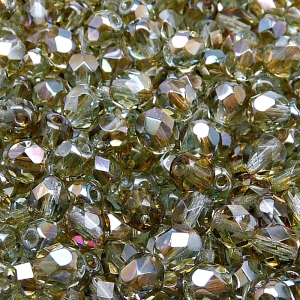 50ks České skleněné broušené ohňovky kulička 6mm světlá akva/ celsian polopokov