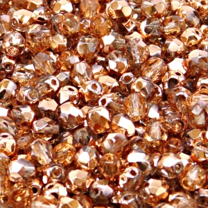 80ks České skleněné broušené ohňovky kulička 5mm čirá/ gold capri polopokov