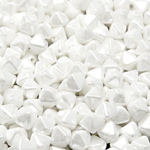 50ks České skleněné mačkané tvarové korálky lucerna 6mm bílá/ bílý listr