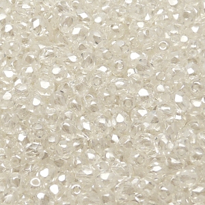 100ks České skleněné broušené ohňovky kulička 4mm čirá/ bílý listr