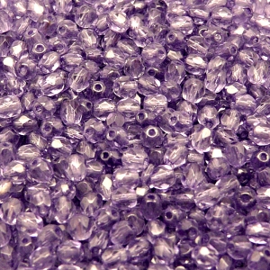 100ks České skleněné broušené ohňovky kulička 4mm tanzanit