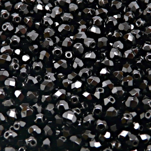 100ks České skleněné broušené ohňovky kulička 4mm černá