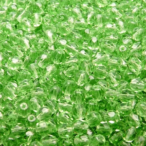 100ks České skleněné broušené ohňovky kulička 4mm světlý chrysolit