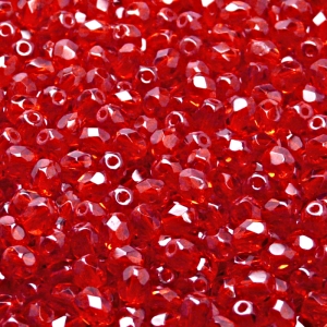 100ks České skleněné broušené ohňovky kulička 4mm rubín