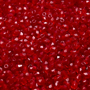 100ks České skleněné broušené ohňovky kulička 3mm rubín