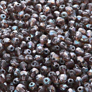 100ks České skleněné broušené ohňovky kulička 4mm tanzanit/ celsian polopokov