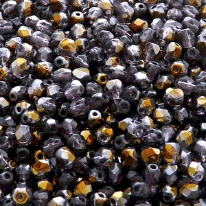 100ks České skleněné broušené ohňovky kulička 4mm tanzanit/ valentinit polopokov