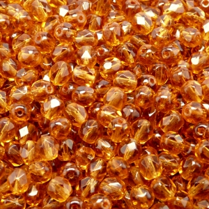 80ks České skleněné broušené ohňovky kulička 5mm topas