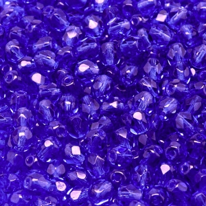 80ks České skleněné broušené ohňovky kulička 5mm safír