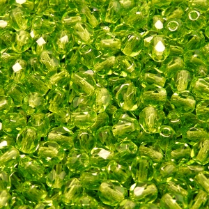 80ks České skleněné broušené ohňovky kulička 5mm olivín