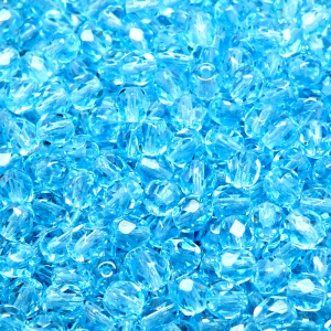 80ks České skleněné broušené ohňovky kulička 5mm světlá akva