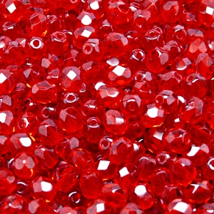 80ks České skleněné broušené ohňovky kulička 5mm rubín