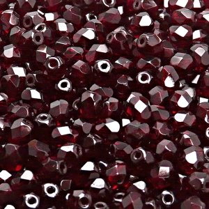 80ks České skleněné broušené ohňovky kulička 5mm granát