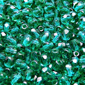 80ks České skleněné broušené ohňovky kulička 5mm emerald