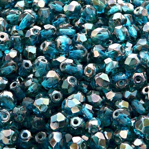 80ks České skleněné broušené ohňovky kulička 5mm akva/ celsian polopokov