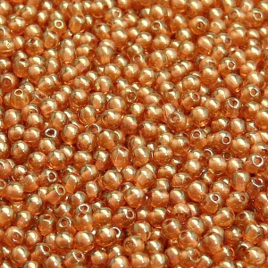 200ks České skleněné mačkané korálky kulička 3mm čirá/ červený listr