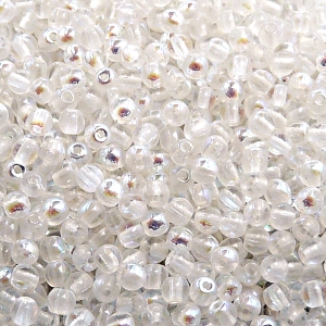 200ks České skleněné mačkané korálky kulička 3mm čirá/ AB polopokov