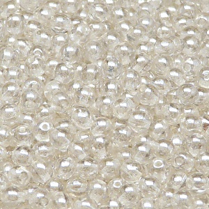 100ks České skleněné mačkané korálky kulička 4mm čirá/ bílý listr