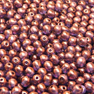 100ks České skleněné mačkané korálky kulička 4mm čirá/ fialový vega listr