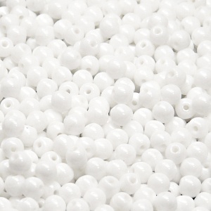 200ks České skleněné mačkané korálky kulička 4mm bílá