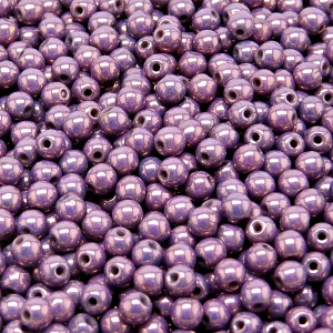 100ks České skleněné mačkané korálky kulička 4mm bílá/ fialový vega listr